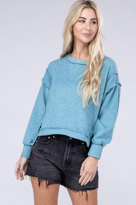 ZENANA Brushed Melange Hacci Oversized Sweater, 6 Colors - SwagglyLife Home & Fashion