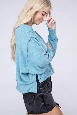 ZENANA Brushed Melange Hacci Oversized Sweater, 6 Colors - SwagglyLife Home & Fashion