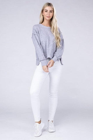 ZENANA Brushed Melange Hacci Oversized Sweater, 6 Colors - SwagglyLife Home & Fashion