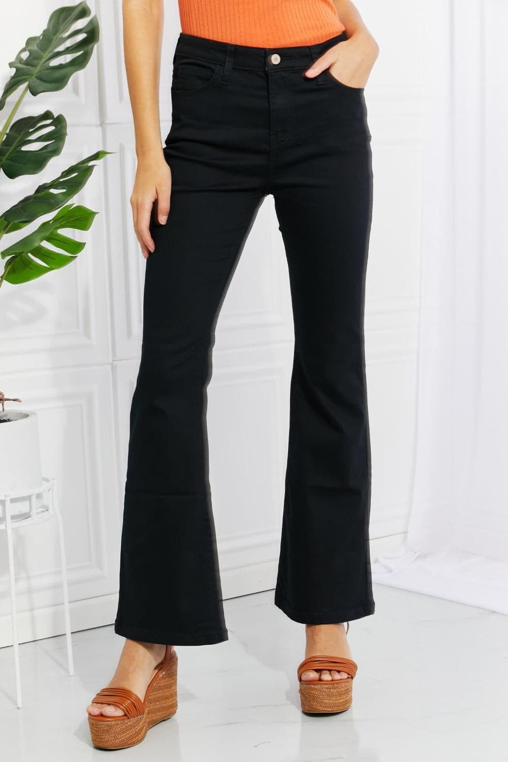 Zenana Clementine High-Rise Bootcut Jeans in Black - SwagglyLife Home & Fashion