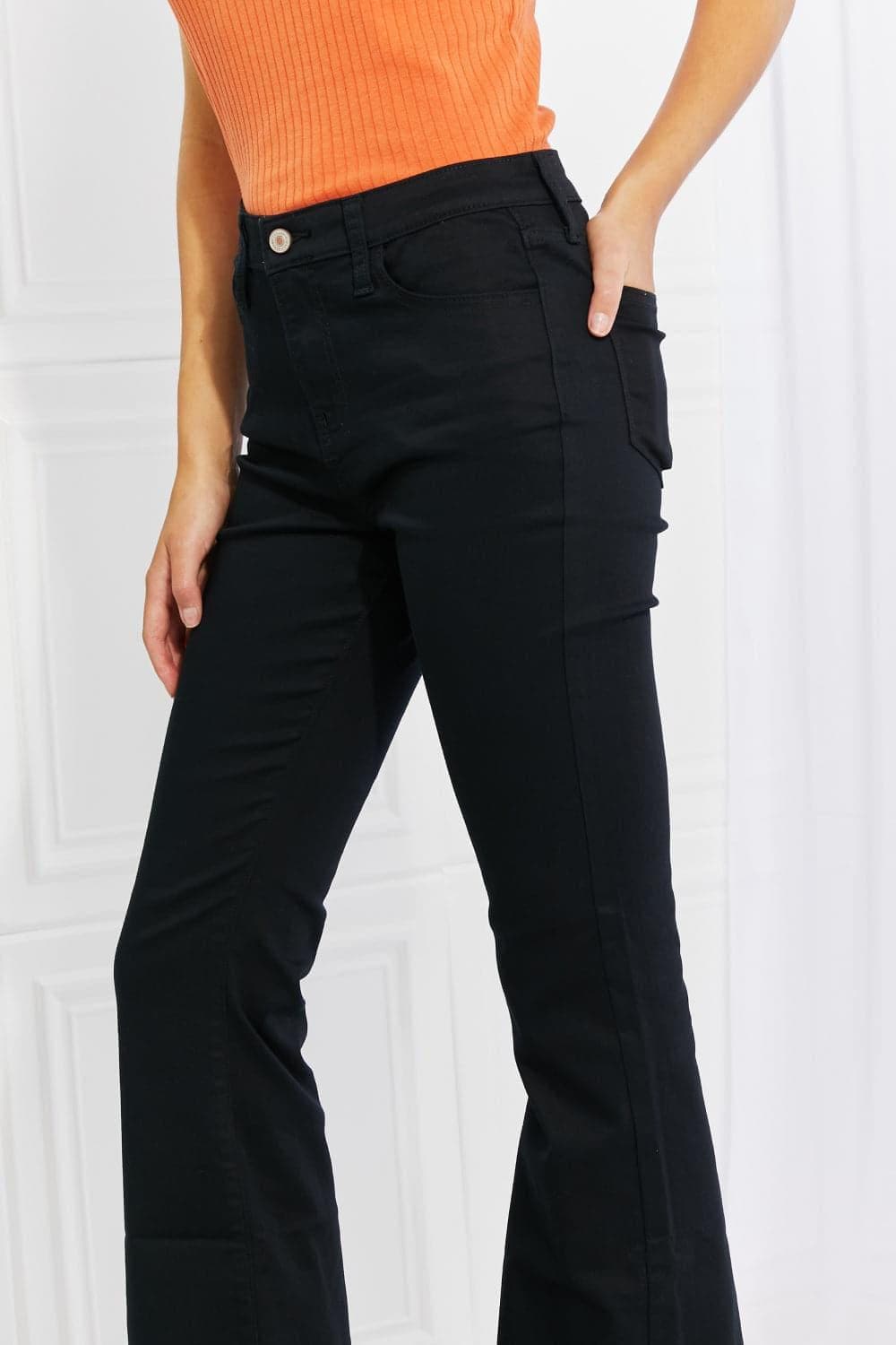 Zenana Clementine High-Rise Bootcut Jeans in Black - SwagglyLife Home & Fashion