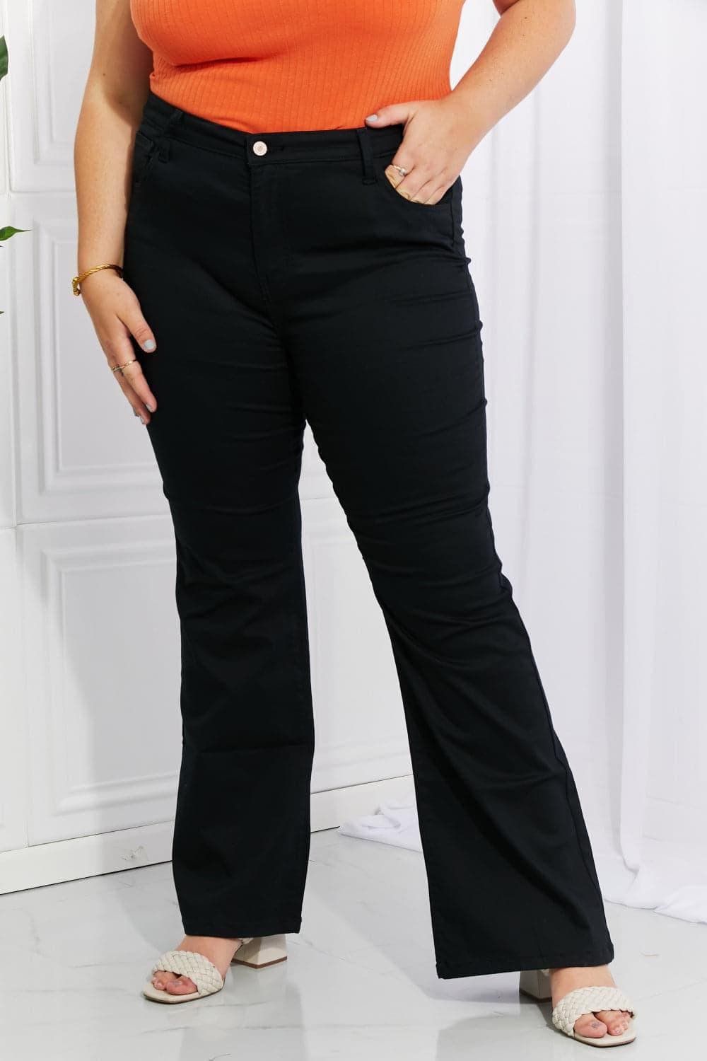 Zenana Clementine High-Rise Bootcut Jeans in Black - SwagglyLife Home & Fashion