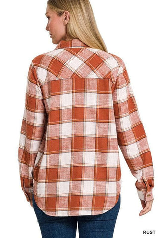 ZENANA Cotton Plaid Shacket with Front Pocket, 6 Colors - SwagglyLife Home & Fashion