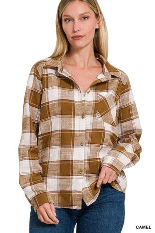 ZENANA Cotton Plaid Shacket with Front Pocket, 6 Colors - SwagglyLife Home & Fashion