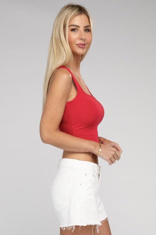 ZENANA Cotton Square Neck Cropped Cami Top - SwagglyLife Home & Fashion