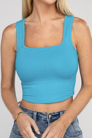 ZENANA Cotton Square Neck Cropped Cami Top - SwagglyLife Home & Fashion