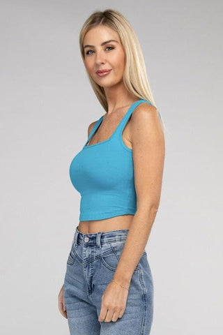 ZENANA Cotton Square Neck Cropped Cami Top - SwagglyLife Home & Fashion