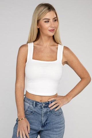 ZENANA Cotton Square Neck Cropped Cami Top - SwagglyLife Home & Fashion