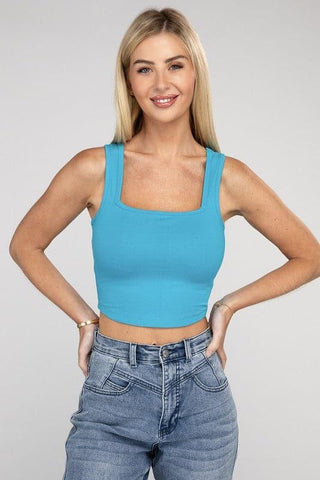 ZENANA Cotton Square Neck Cropped Cami Top - SwagglyLife Home & Fashion