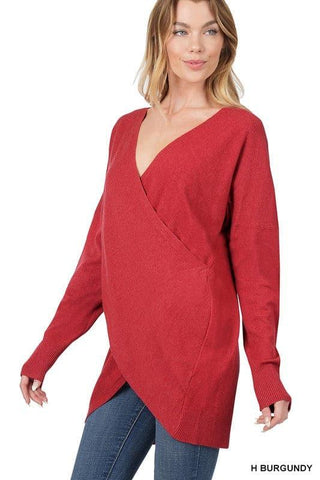 ZENANA Cross Front Sweater - SwagglyLife Home & Fashion