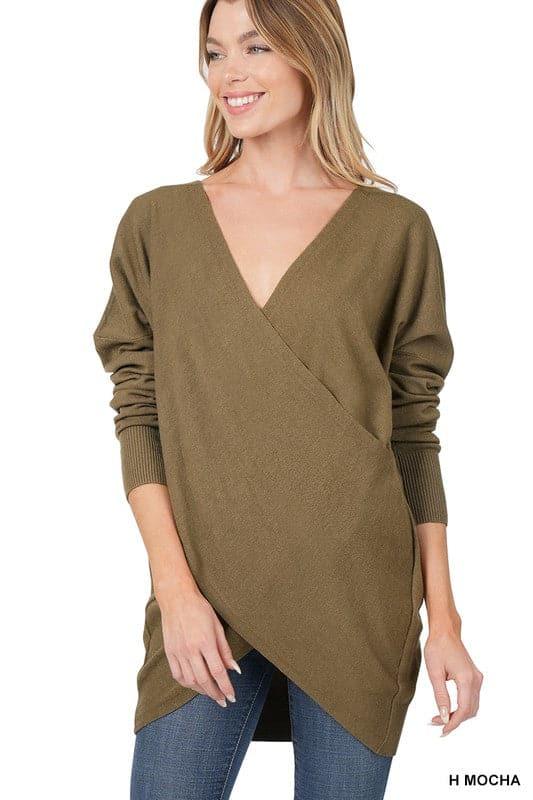 ZENANA Cross Front Sweater - SwagglyLife Home & Fashion