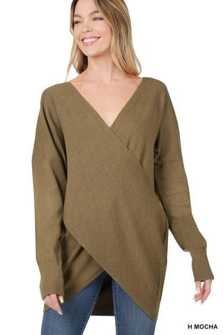 ZENANA Cross Front Sweater - SwagglyLife Home & Fashion