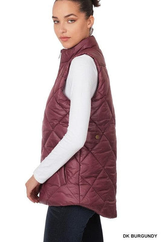 ZENANA Diamond Quilted Zip Front Vest, Black | Navy - SwagglyLife Home & Fashion