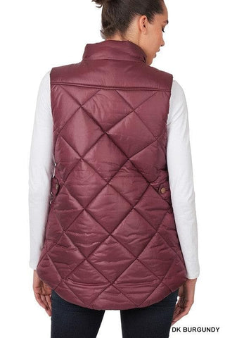 ZENANA Diamond Quilted Zip Front Vest, Black | Navy - SwagglyLife Home & Fashion