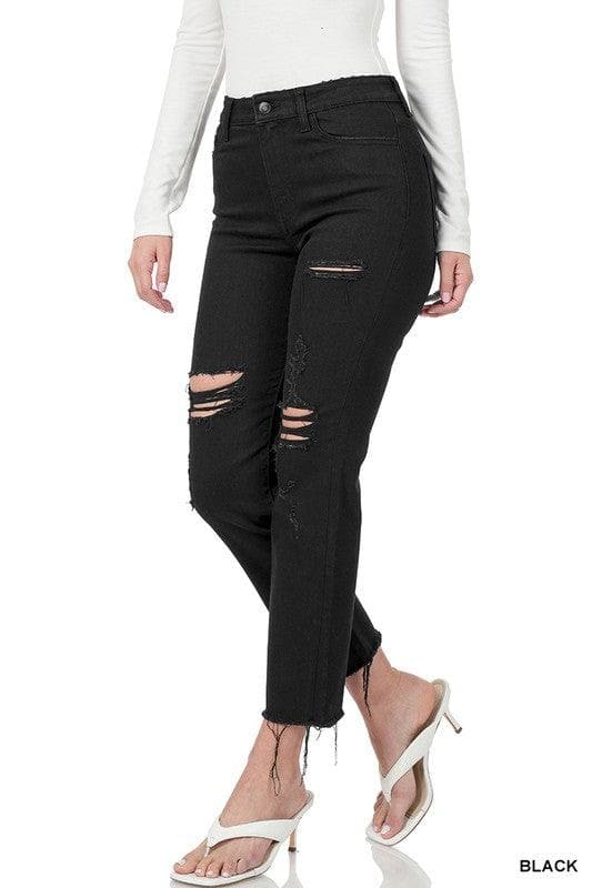 ZENANA Distressed Cropped Denim - SwagglyLife Home & Fashion