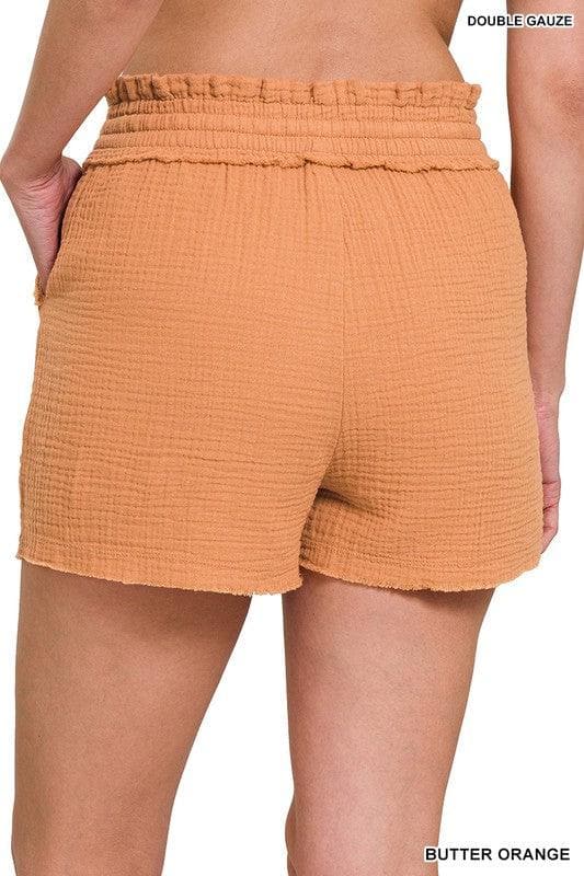 ZENANA Double Elasticband Drawstring Waist Shorts - SwagglyLife Home & Fashion