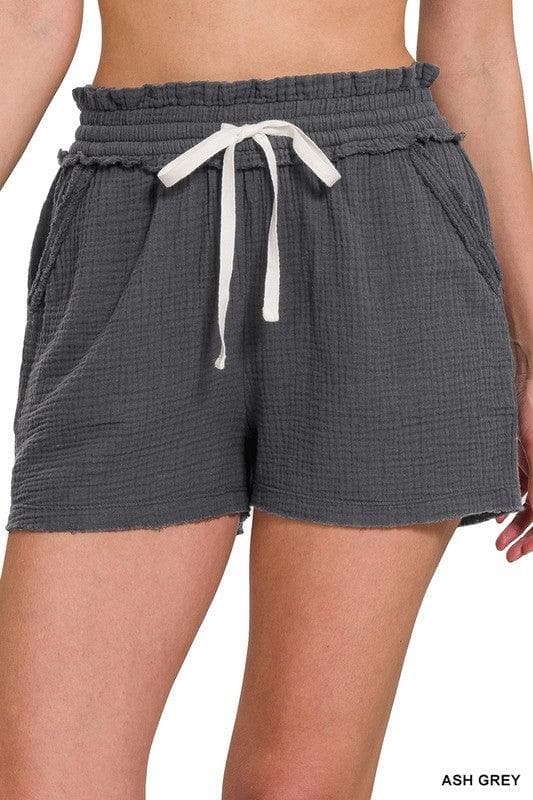ZENANA Double Elasticband Drawstring Waist Shorts - SwagglyLife Home & Fashion
