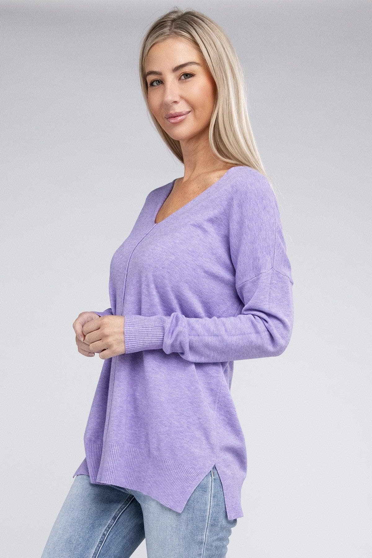 ZENANA Garment Dyed Front Seam Sweater - SwagglyLife Home & Fashion