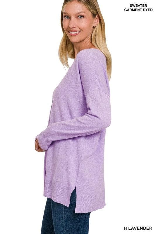 ZENANA Garment Dyed Front Seam Sweater - SwagglyLife Home & Fashion