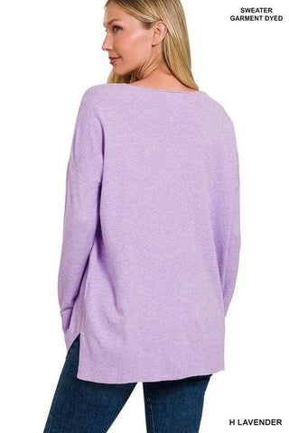 ZENANA Garment Dyed Front Seam Sweater - SwagglyLife Home & Fashion