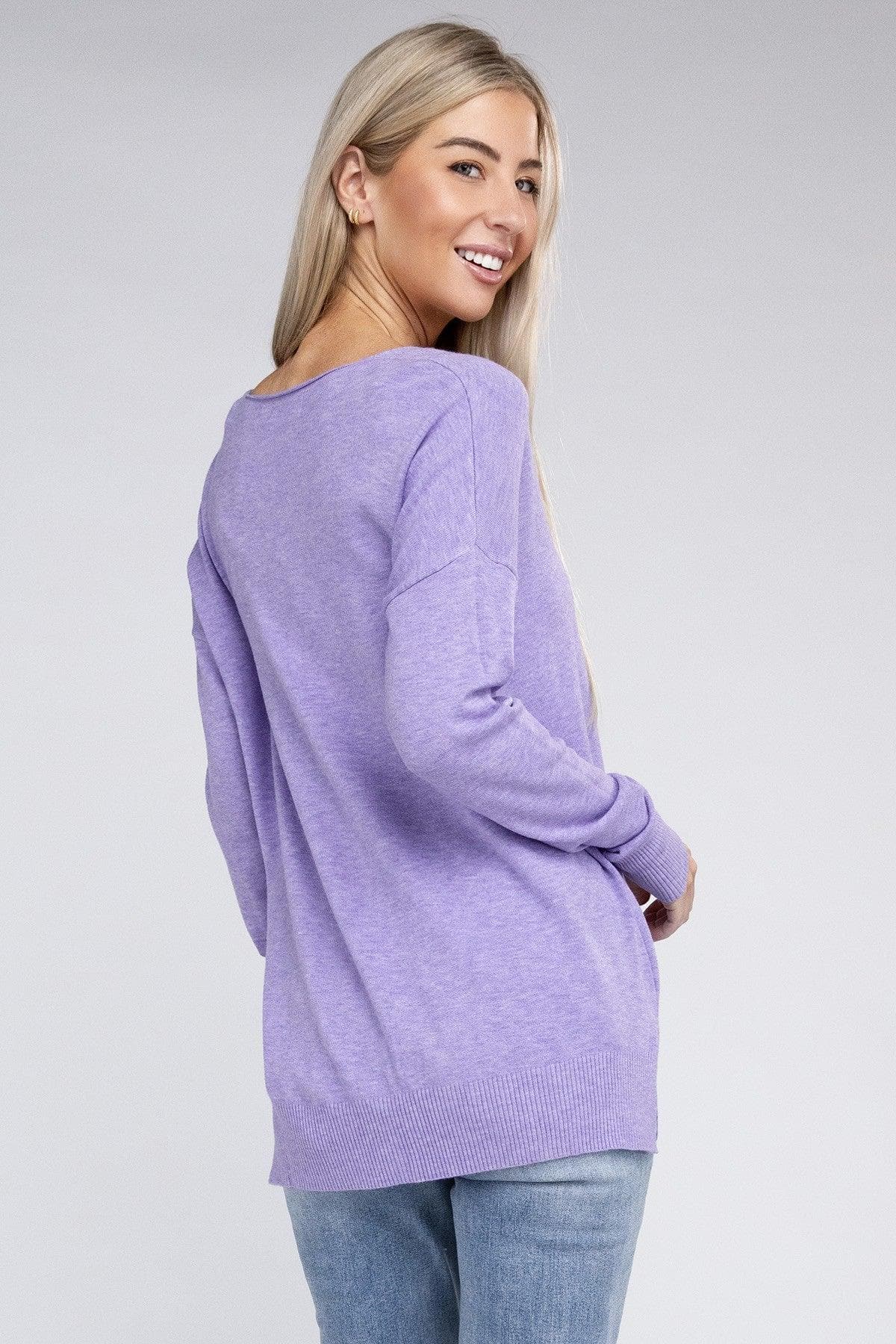 ZENANA Garment Dyed Front Seam Sweater - SwagglyLife Home & Fashion