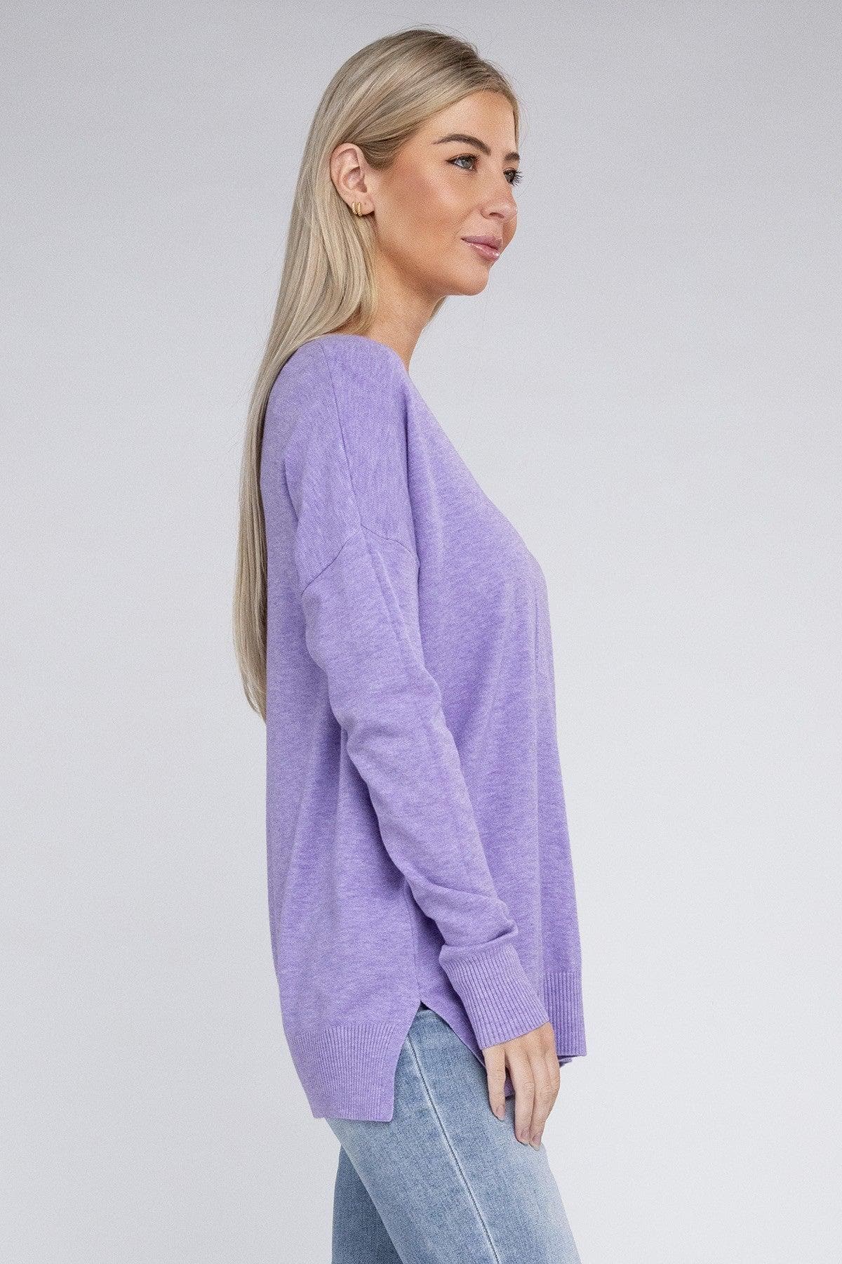 ZENANA Garment Dyed Front Seam Sweater - SwagglyLife Home & Fashion