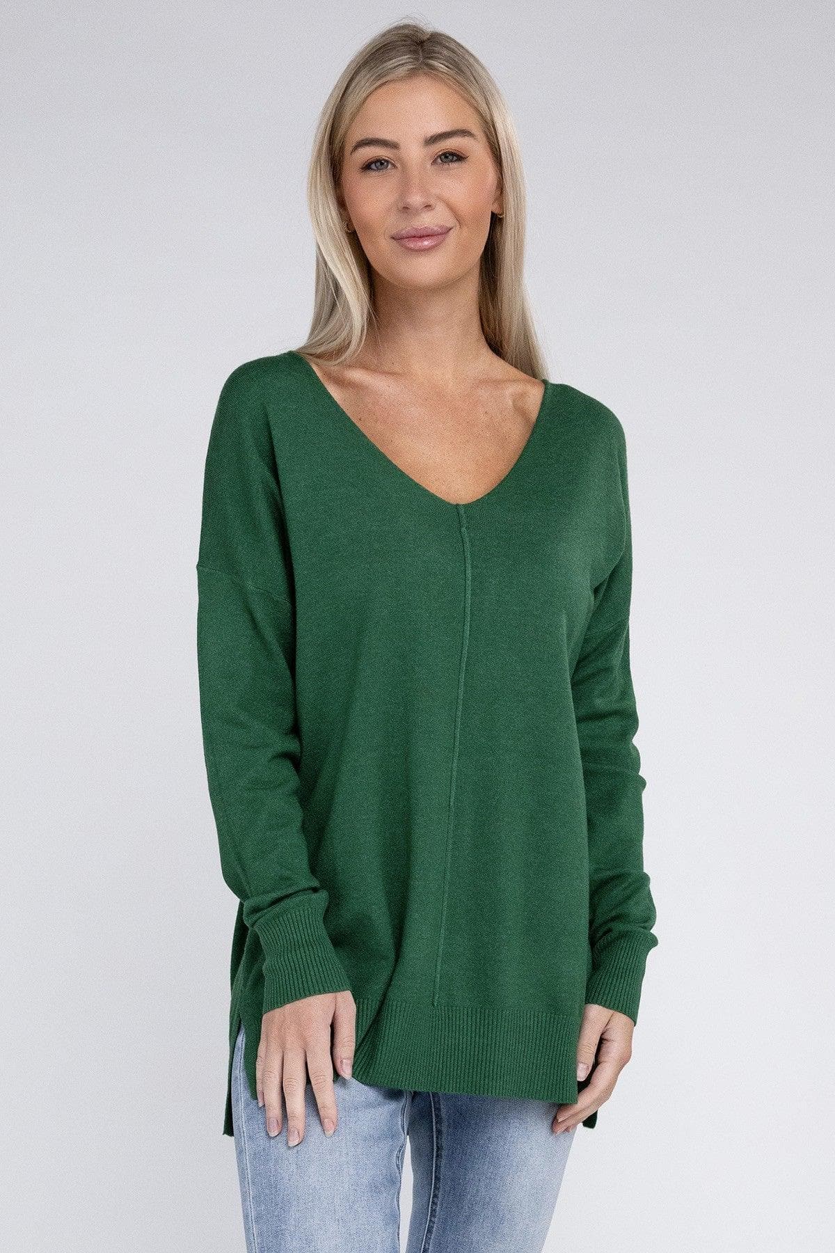 ZENANA Garment Dyed Front Seam Sweater - SwagglyLife Home & Fashion