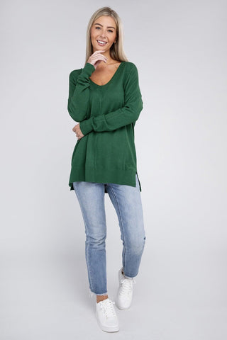 ZENANA Garment Dyed Front Seam Sweater - SwagglyLife Home & Fashion