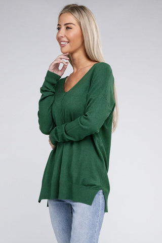 ZENANA Garment Dyed Front Seam Sweater - SwagglyLife Home & Fashion