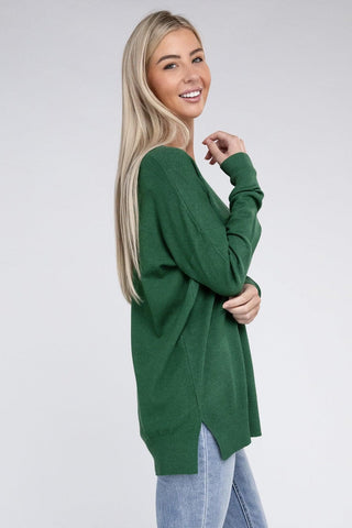 ZENANA Garment Dyed Front Seam Sweater - SwagglyLife Home & Fashion