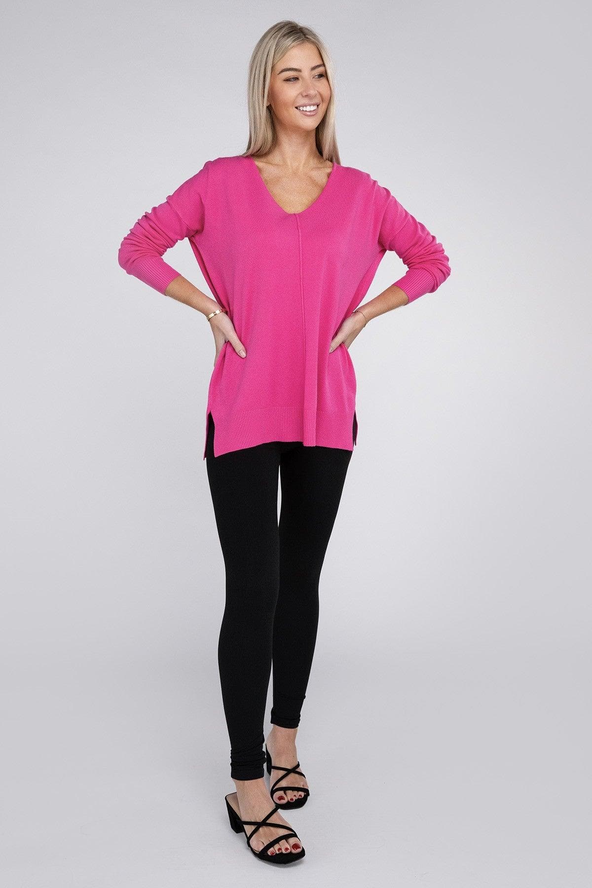 ZENANA Garment Dyed Front Seam Sweater - SwagglyLife Home & Fashion