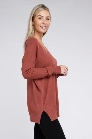 ZENANA Garment Dyed Front Seam Sweater - SwagglyLife Home & Fashion