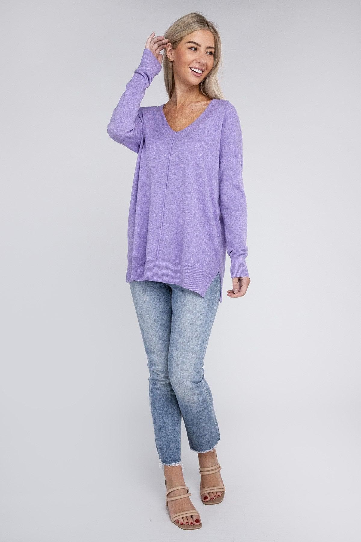 ZENANA Garment Dyed Front Seam Sweater - SwagglyLife Home & Fashion