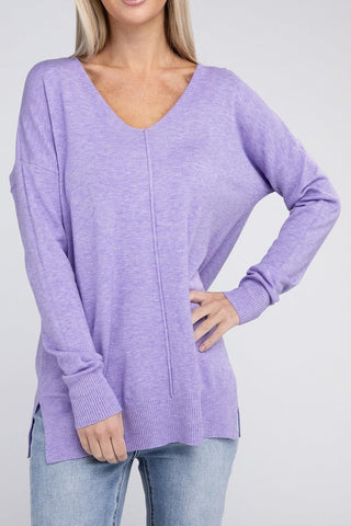 ZENANA Garment Dyed Front Seam Sweater - SwagglyLife Home & Fashion