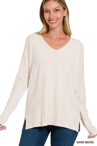 ZENANA Garment Dyed Front Seam Sweater - SwagglyLife Home & Fashion