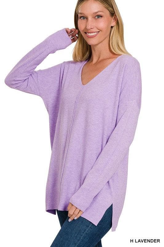 ZENANA Garment Dyed Front Seam Sweater - SwagglyLife Home & Fashion