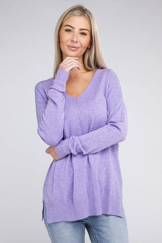 ZENANA Garment Dyed Front Seam Sweater - SwagglyLife Home & Fashion