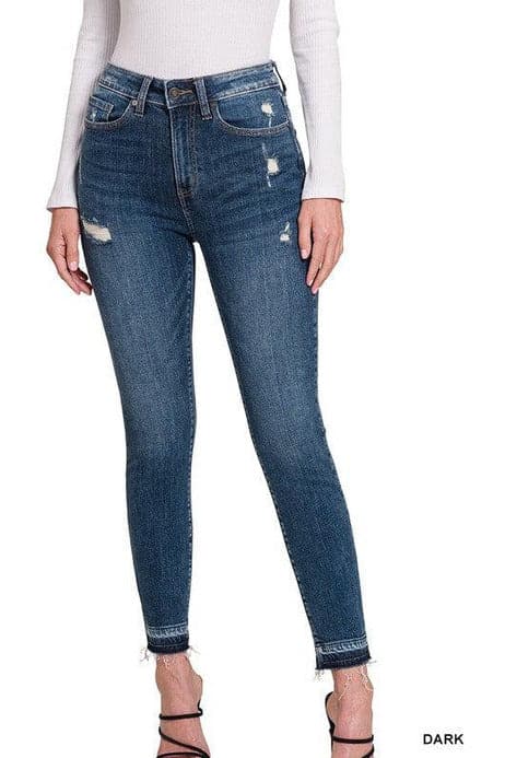 ZENANA High Rise Cropped Skinny Denim Pants - SwagglyLife Home & Fashion