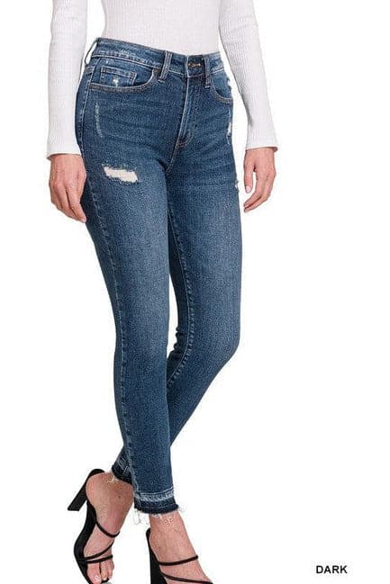 ZENANA High Rise Cropped Skinny Denim Pants - SwagglyLife Home & Fashion