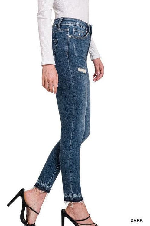 ZENANA High Rise Cropped Skinny Denim Pants - SwagglyLife Home & Fashion