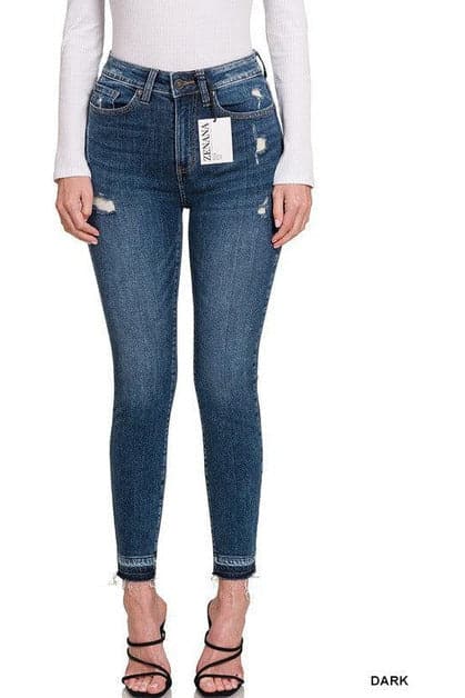 ZENANA High Rise Cropped Skinny Denim Pants - SwagglyLife Home & Fashion