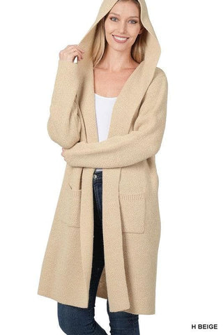 Zenana Hooded Open Front Cardigan, 4 Colors - SwagglyLife Home & Fashion