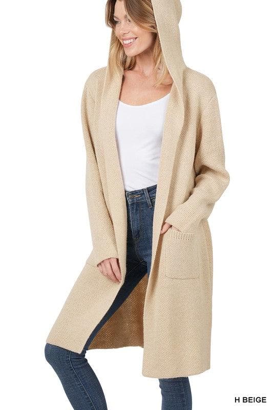 Zenana Hooded Open Front Cardigan, 4 Colors - SwagglyLife Home & Fashion