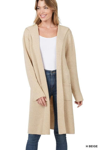 Zenana Hooded Open Front Cardigan, 4 Colors - SwagglyLife Home & Fashion