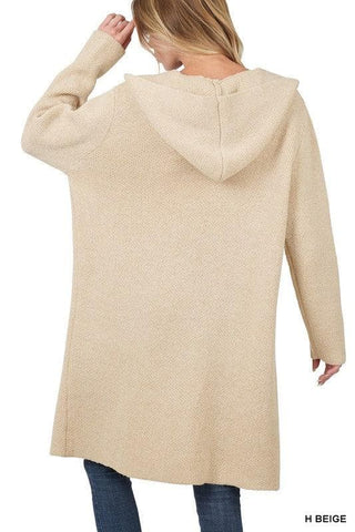 Zenana Hooded Open Front Cardigan, 4 Colors - SwagglyLife Home & Fashion