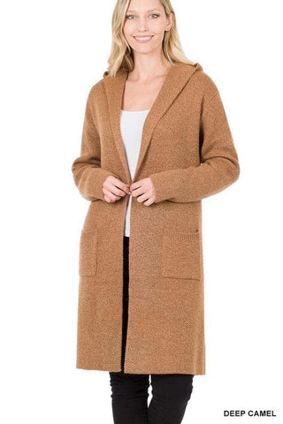 Zenana Hooded Open Front Cardigan, 4 Colors - SwagglyLife Home & Fashion