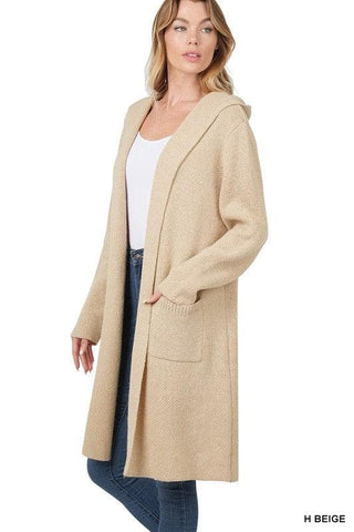 Zenana Hooded Open Front Cardigan, 4 Colors - SwagglyLife Home & Fashion