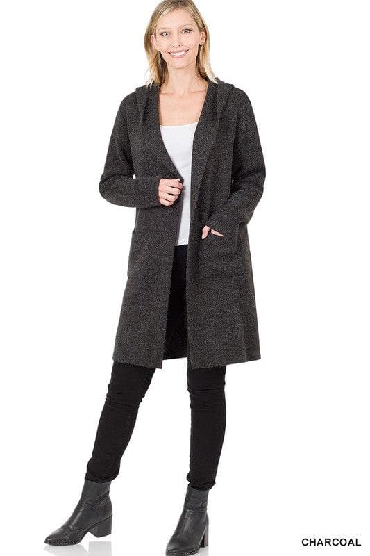 Zenana Hooded Open Front Cardigan, 4 Colors - SwagglyLife Home & Fashion