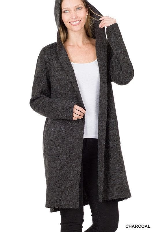 Zenana Hooded Open Front Cardigan, 4 Colors - SwagglyLife Home & Fashion