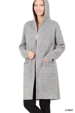 Zenana Hooded Open Front Cardigan, 4 Colors - SwagglyLife Home & Fashion